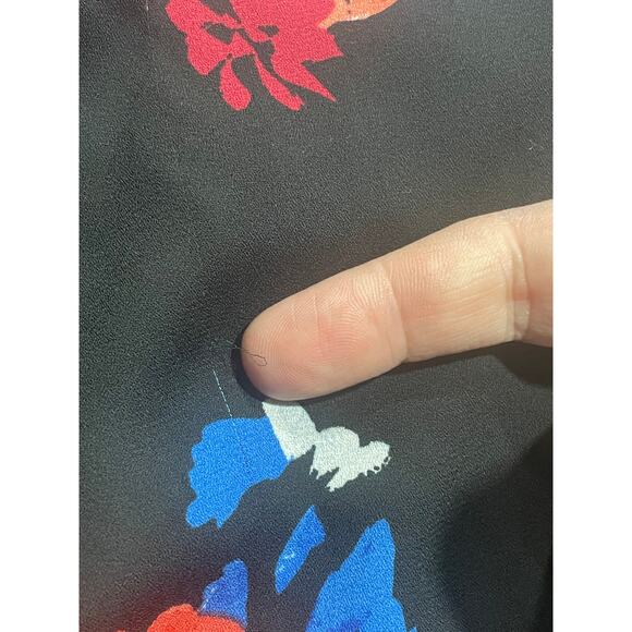 Vince Camuto Blouse Womens Plus Size 1X Tunic Top Floral Cap Sleeve Black Red - Picture 9 of 10